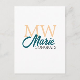 Congrats graduation monogram orange blue 20XX year Postcard