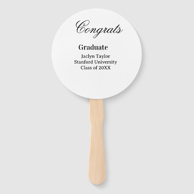 Congrats graduation name university name class of  hand fan (Front)