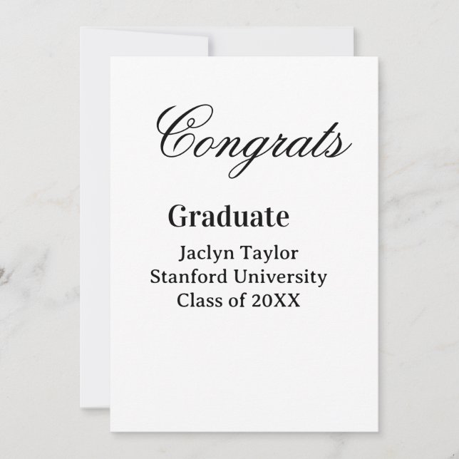 Congrats graduation name university name class of  invitation (Front)