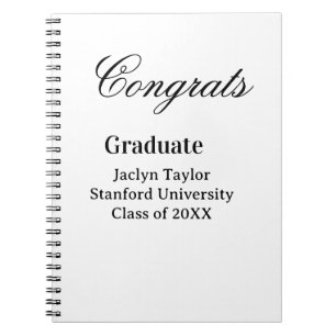 Congrats graduation name university name class of notebook