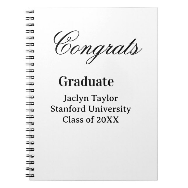 Congrats graduation name university name class of  notebook (Front)