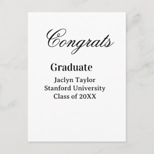 Congrats graduation name university name class of  postcard