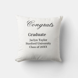 Congrats graduation name university name class of  throw pillow