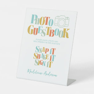 Congrats Graduation Photo Guestbook Pedestal Sign