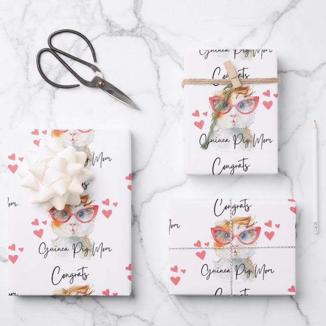 Congrats Guinea Pig Mom Wrapping Paper Sheets (Front)