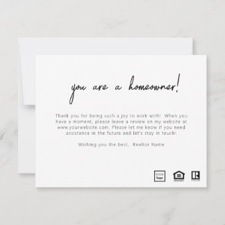 Congrats Homeowner Post Closing Card