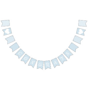 Congrats Light Blue and White Preppy Bunting Flags