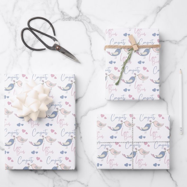 Congrats Love Birds Wrapping Sheets  (Front)
