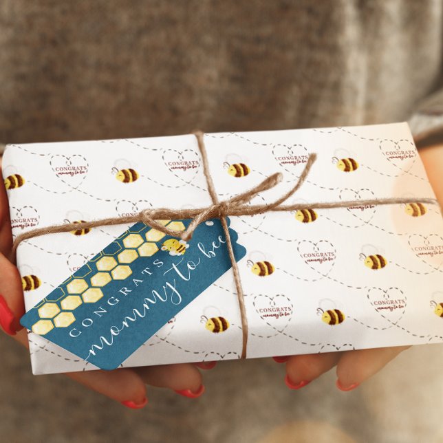 Congrats Mommy To Bee Wrapping Paper (Congratulate the mommy to bee with this cute watercolor bee wrapping paper! Matching collection! )