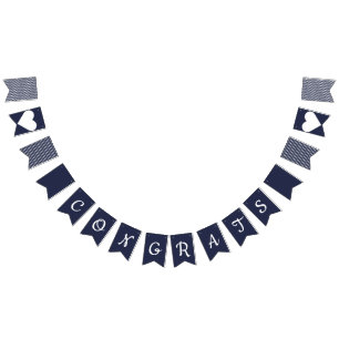 Congrats Navy and White Preppy Bunting Bunting Flags