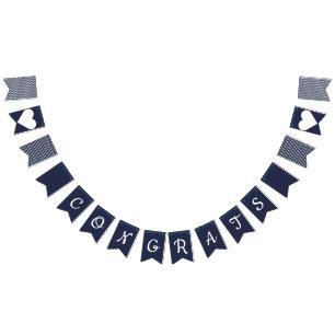 Congrats Navy Glitter Preppy Bunting Flags
