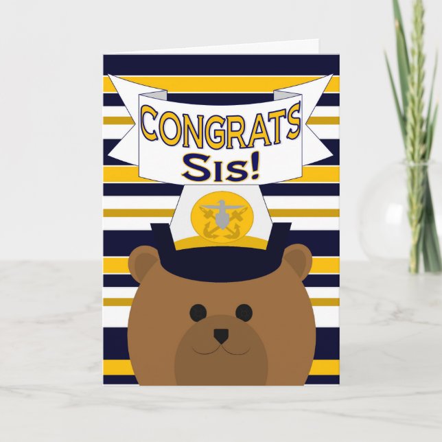 Congrats Navy Sister / Sis Card (Front)