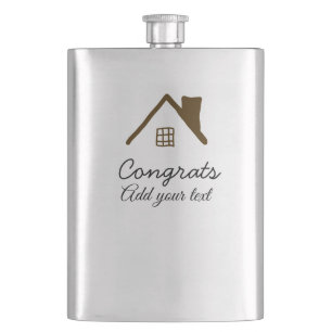 Congrats new home owner real estate inauguration t hip flask