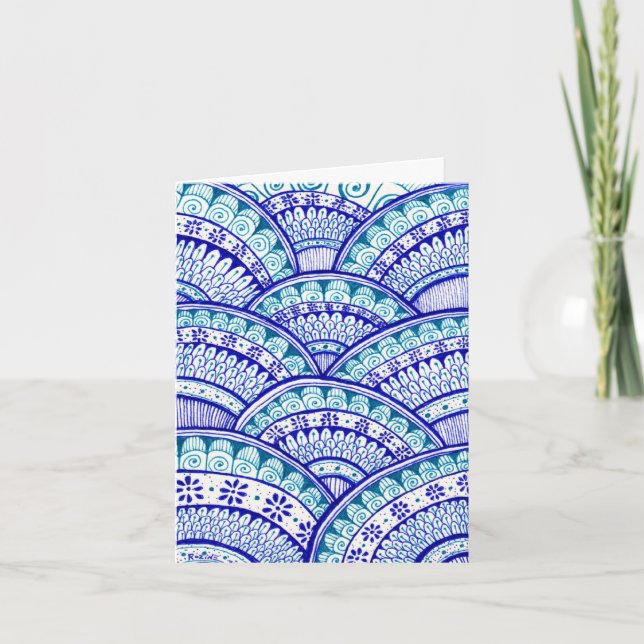 Congrats New Mom It's A Boy Damask Indian Mandala Card (Front)
