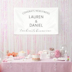Congrats Newlyweds Names Script Wedding Banner