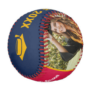 Congrats Now Then Red Blue Yellow Milestone Photo Baseball