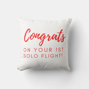 Congrats on first solo flight throw pillow