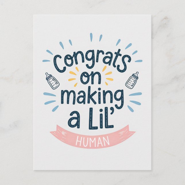 Congrats On Making A Lil' Human Funny Pregnancy Postcard (Front)