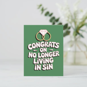 Congrats On No Longer Living In Sin Funny Wedding  Holiday Card