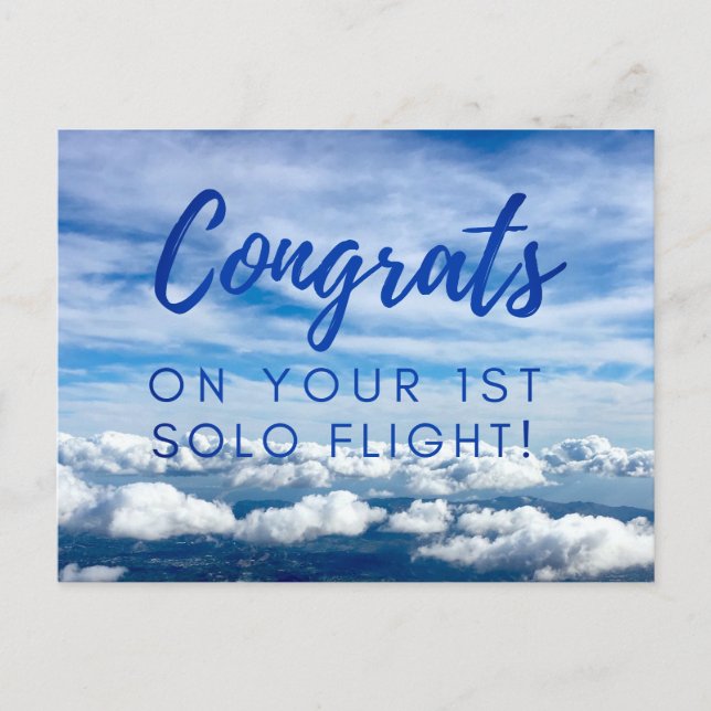 Congrats on your 1st Solo Flight Postcard (Front)