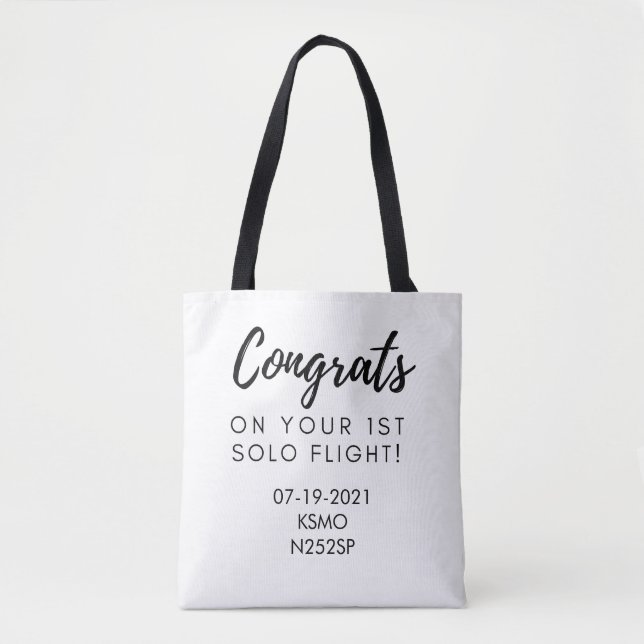 Congrats on your first solo - customizable tote  bag (Front)