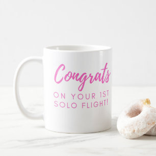 Congrats on your first solo - Pink Customizable Coffee Mug