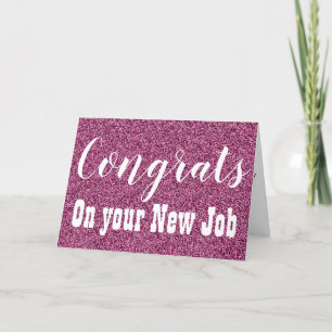 Congrats On Your New Job Purple Faux Glitter Card