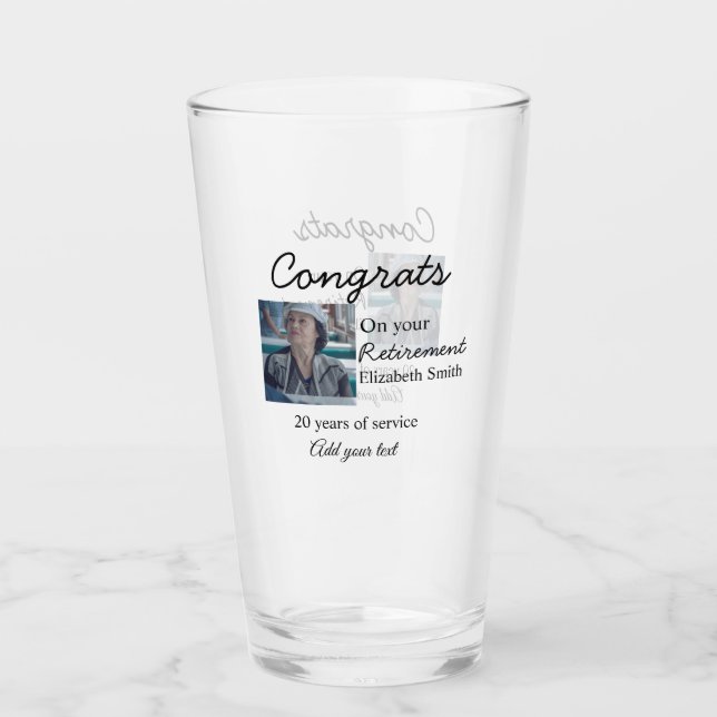 Congrats on your retirement add photo name date mi glass (Front)