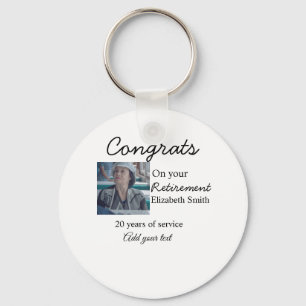 Congrats on your retirement add photo name date mi keychain