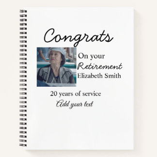 Congrats on your retirement add photo name date mi notebook