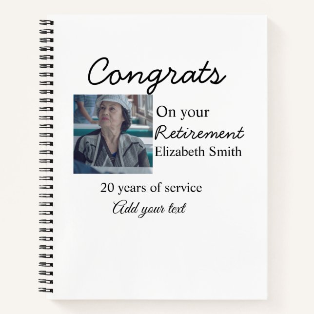 Congrats on your retirement add photo name date mi notebook (Front)