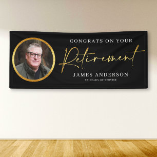 Congrats on Your Retirement Photo + Gold Script Banner