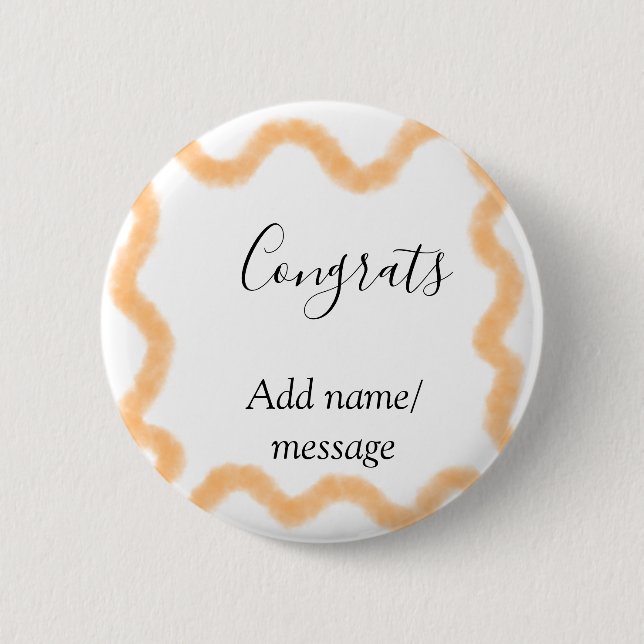 Congrats orange spiral Spanish border boho retro n 2 Inch Round Button (Front)