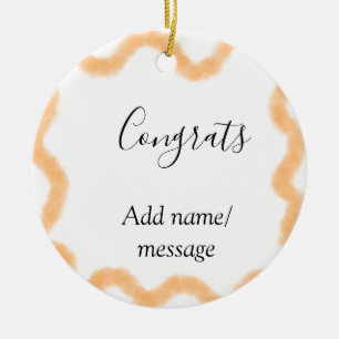 Congrats orange spiral Spanish border boho retro n Ceramic Ornament