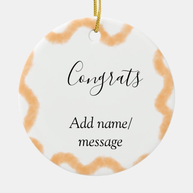 Congrats orange spiral Spanish border boho retro n Ceramic Ornament (Front)