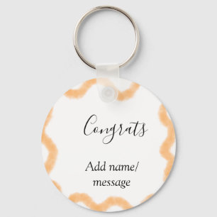 Congrats orange spiral Spanish border boho retro n Keychain