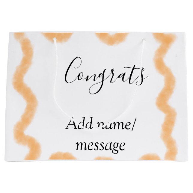 Congrats orange spiral Spanish border boho retro n Large Gift Bag (Front)