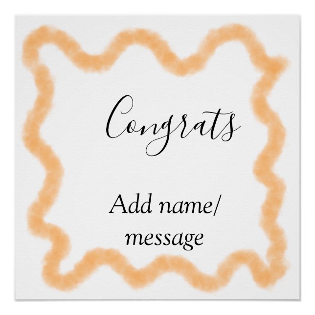 Congrats orange spiral Spanish border boho retro n Poster (Front)