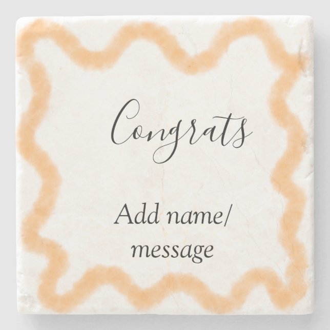 Congrats orange spiral Spanish border boho retro n Stone Coaster (Front)