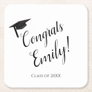 Congrats Personalized Graduation Square Coasters