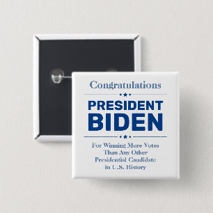 Congrats President Biden Most Voted Candidate 2 Inch Square Button