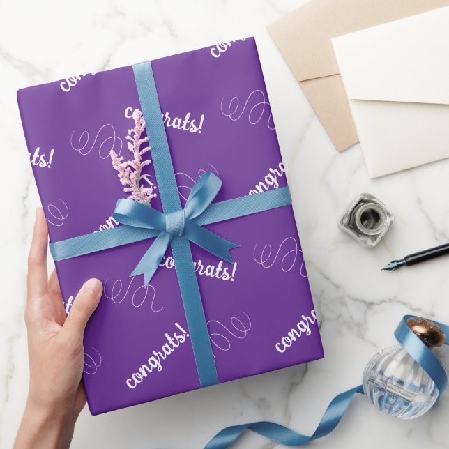 Congrats! Purple Wrapping Paper (Gifting)