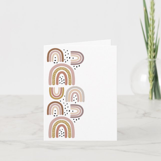 Congrats Rainbows Neutral Colours Greeting Card (Front)
