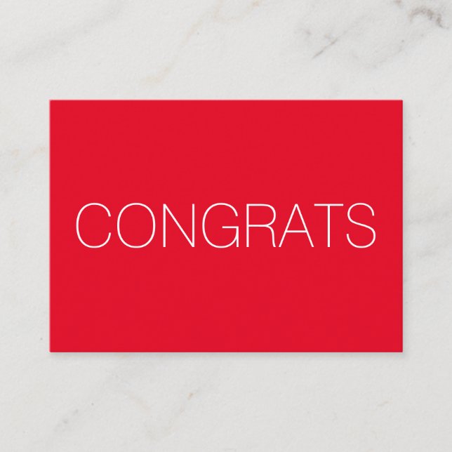 Congrats red white minimalist typography modern advice card (Front)