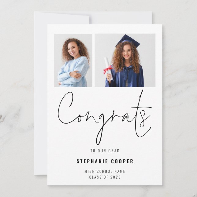 Congrats Script 2 Photo 2022 Graduation  Announcement (Front)