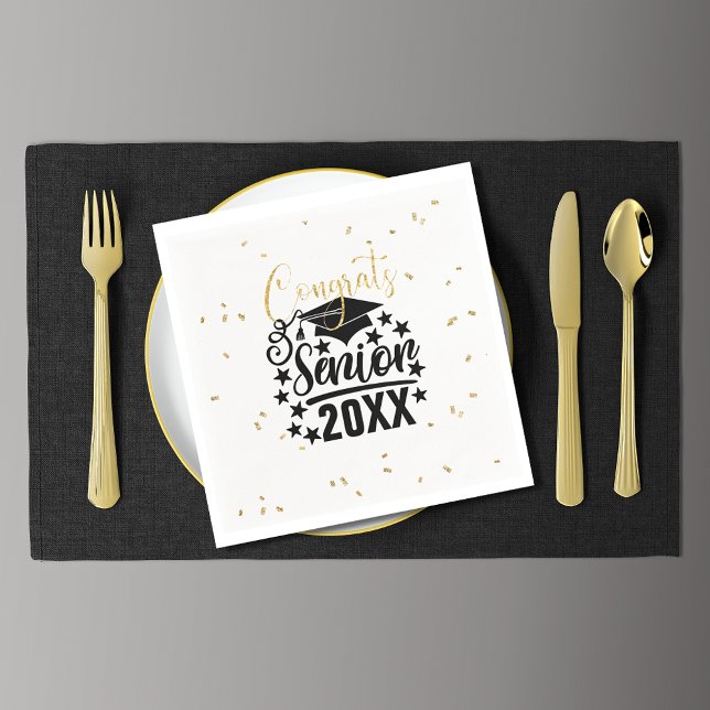 Congrats Senior 20XX Faux Glitter Confetti Napkin (Creator Uploaded)