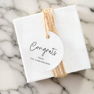 Congrats Simple Chic Modern Elegant Family Name Favour Tags
