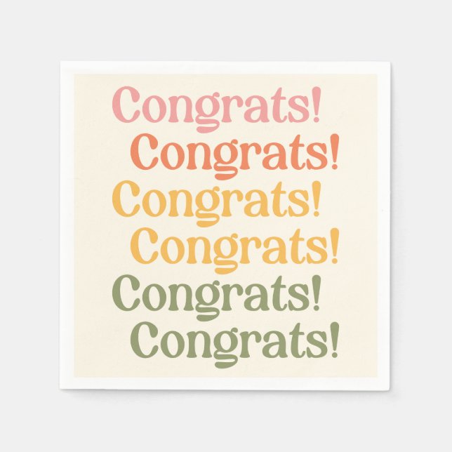 Congrats | Simple Colourful Retro Typography Desig Napkin (Front)