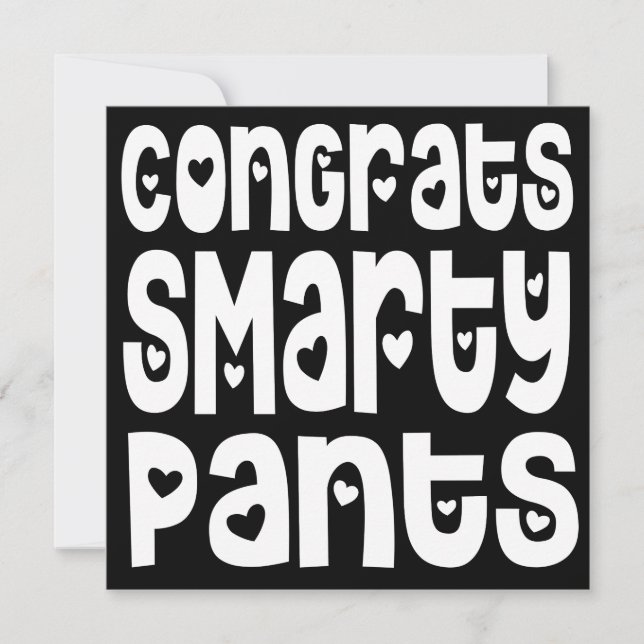 Congrats Smarty Pants Text Hearts Exam Black (Front)