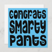 Congrats Smarty Pants Text Hearts Exam Blue (Front/Back)